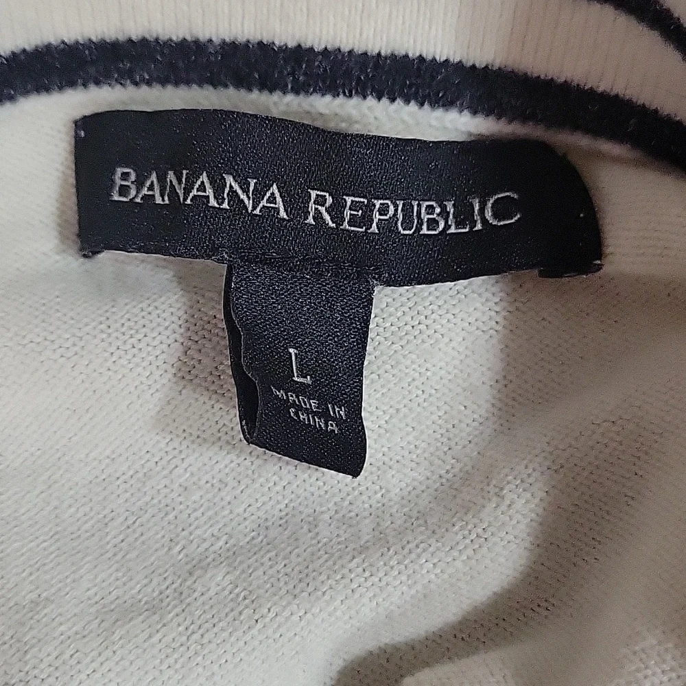 Banana Republic Mens Striped Short Sleeve Polo Shirt Large